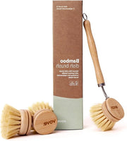 Afwasborstello in Legno con 2 Testine Sostituibili - Spazzola per Panni di Fibre Naturali - Asciugamani per la Cucina Ecowatch