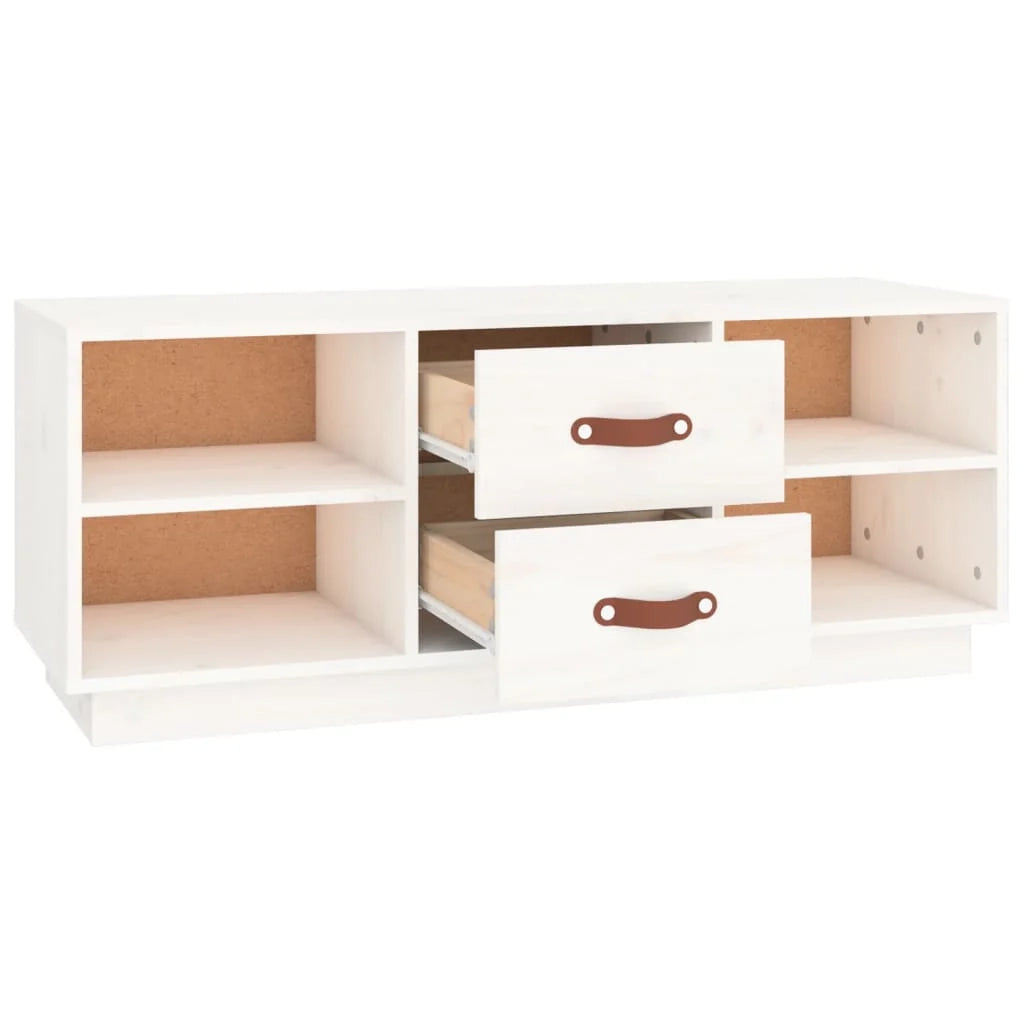 Mobile TV multimediale scaffale TV credenza mobile TV sala da pranzo soggiorno camera da letto 100 x 34 x 40 cm legno di pino massiccio bianco 02_0025466