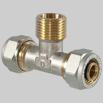 Raccordo a compressione a TEE Maschio  20 x 1/2 x 20     T.D.M.