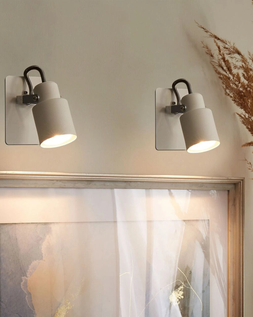 Set di 2 lampade da parete faretti in metallo color bianco soggiorno ingresso camera da letto