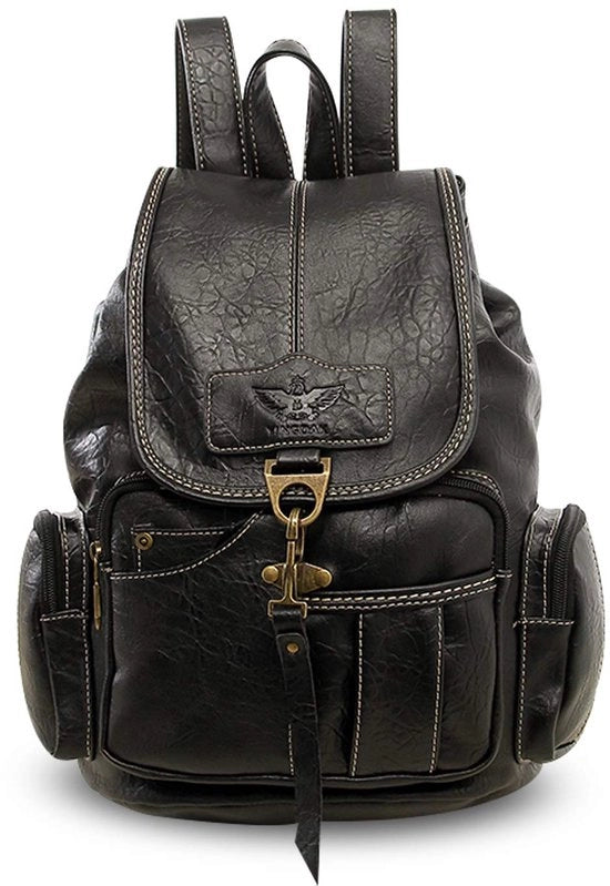 Retro Borsa da Scuola Borsa da Spalla Impermeabile per Uomo e Donna Borsa da Scuola per Studenti e Università Borsa da Spalla per Viaggio e Giornata Borsa da Spalla in PU per Diversi Uso Borsa da Spalla in Nero Durevole
