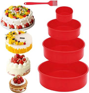 Set di forme per torte in silicone rotonde - 4 pezzi, 10/6/8/25 cm - rivestimento antiaderente e facile da staccare - per torte basse, cheesecake, torte arcobaleno e torte chiffon.