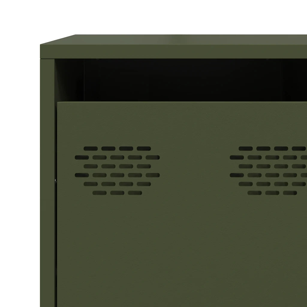 Credenza Verde Oliva 135x39x103,5 cm Acciaio Laminato a Freddo