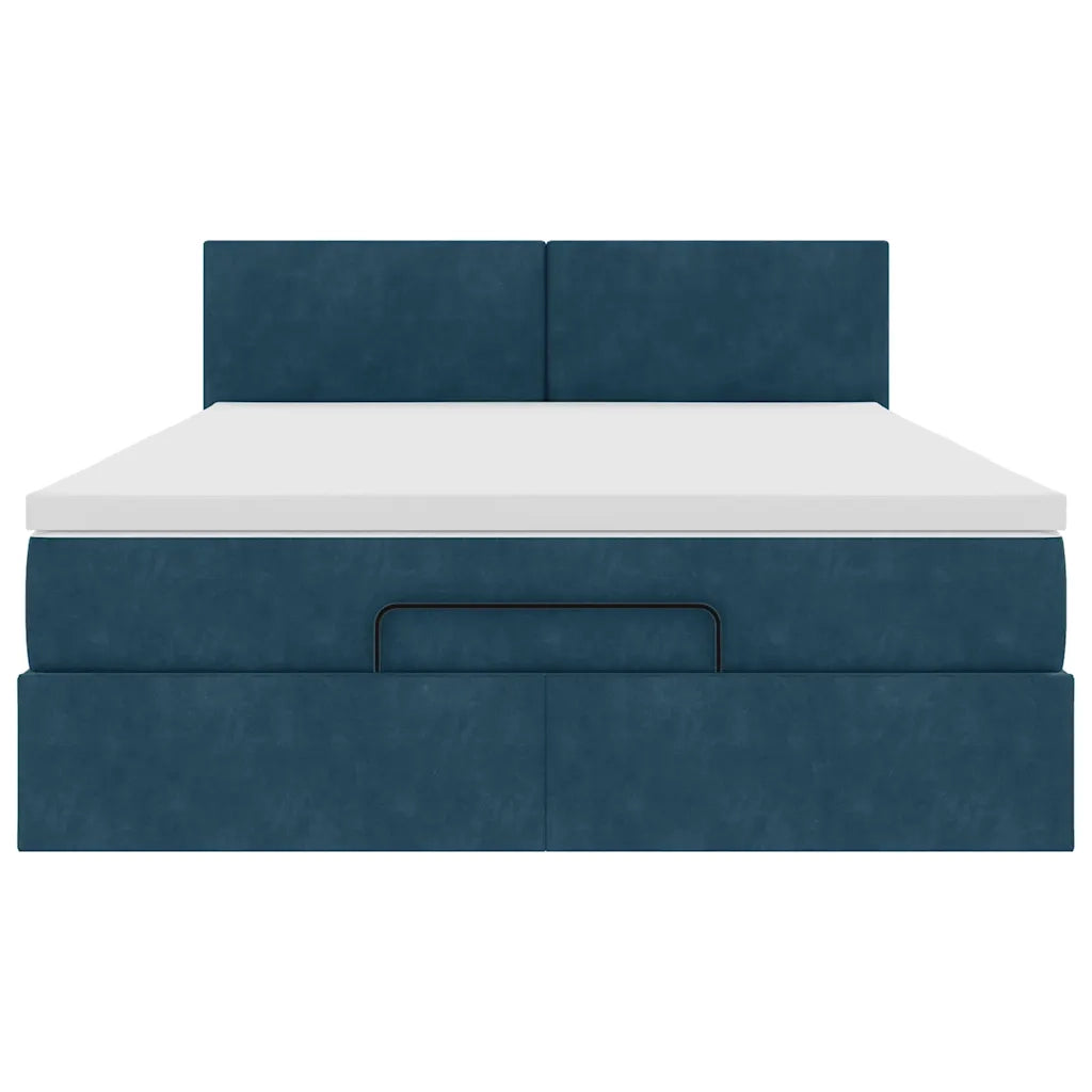 Struttura Letto Pouf con Materasso 140x190 cm in Velluto