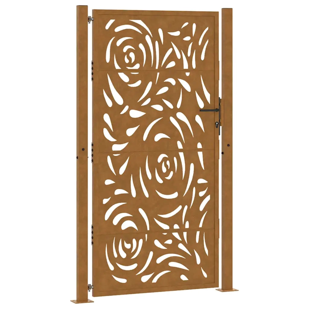 Cancello da giardino 100x200 cm in acciaio corten con design a fiamma 4100998
