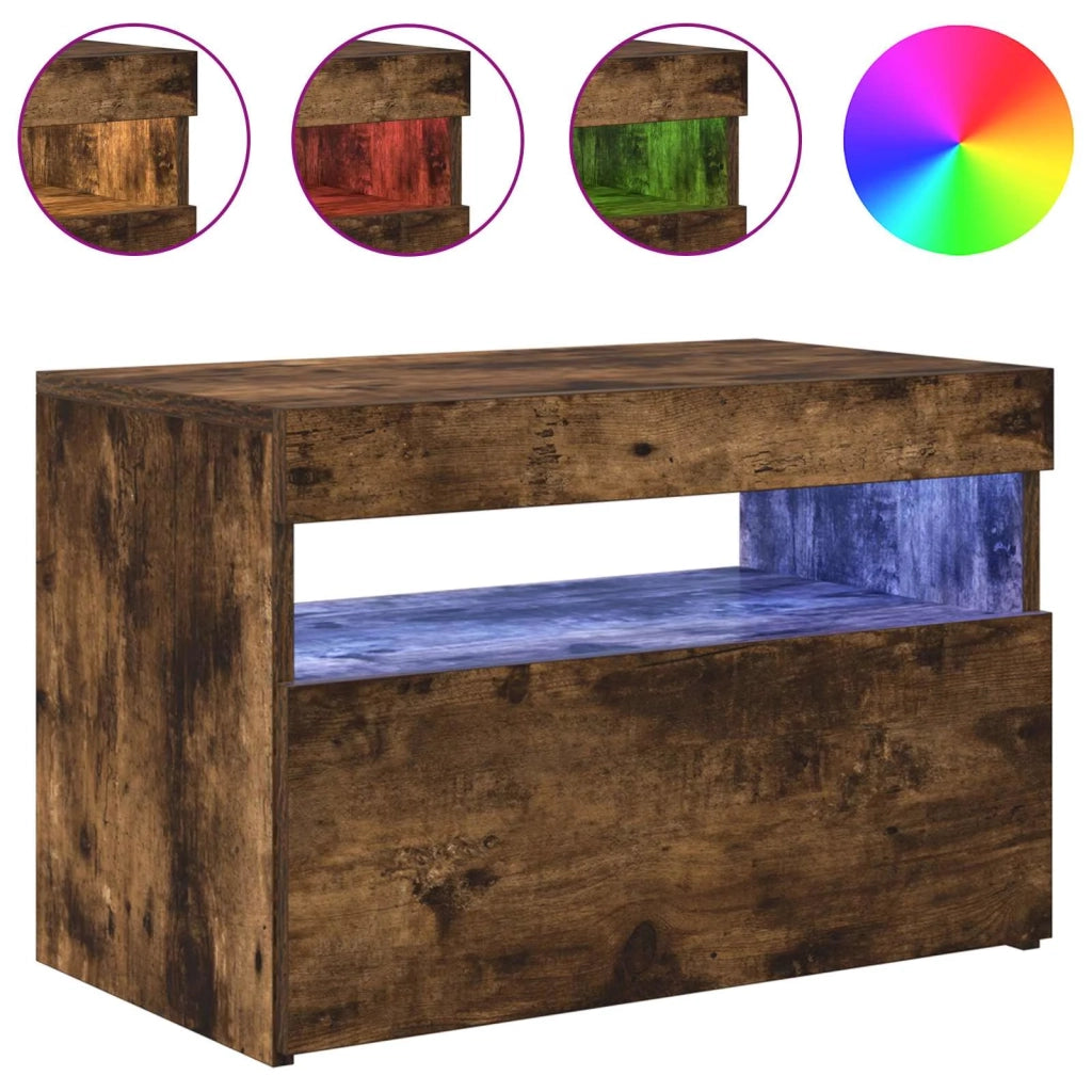 Mobile Porta TV con Luci LED Rovere Fumo 60x35x40 cm 815678