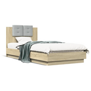 Letto singolo | Letto per adulti | Giroletto con Testiera Rovere Sonoma 90x200cm Legno Multistrato