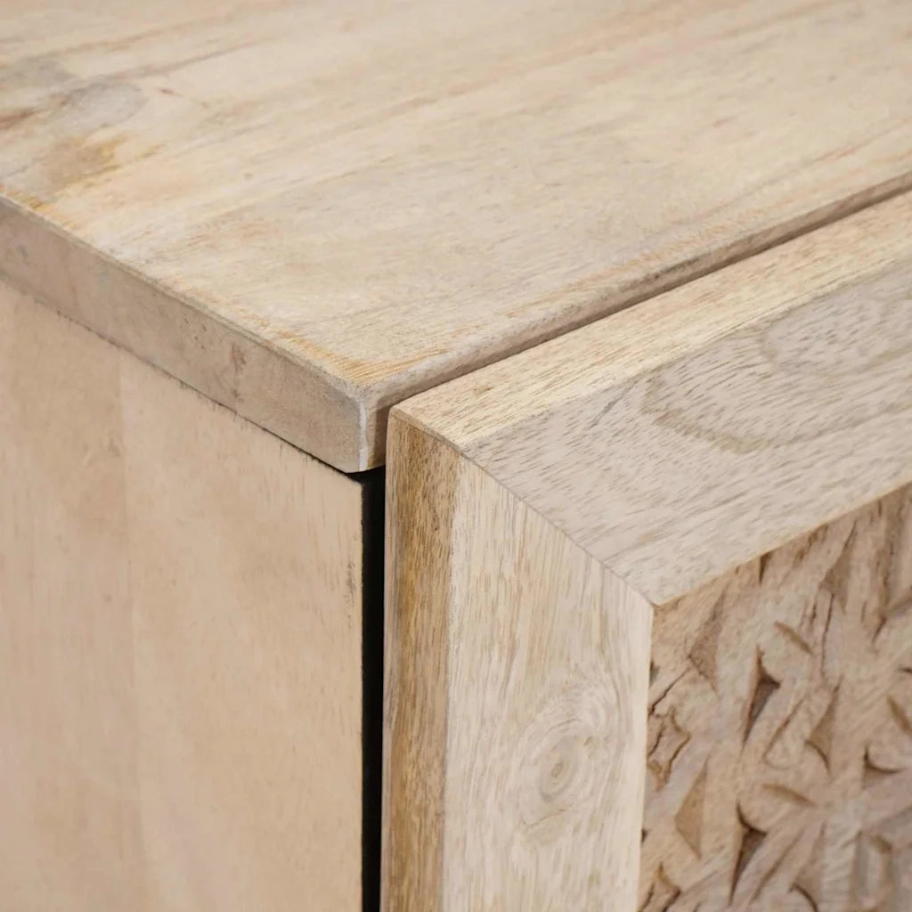 vidaXL Comodino Beige 40 x 33 x 46 cm legno massello di mango