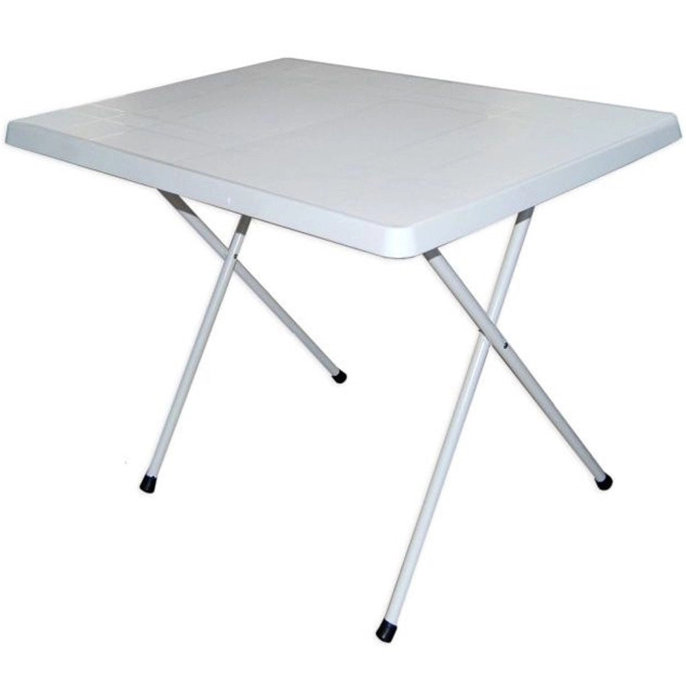 Trade Shop - Tavolo Bianco 80x60x51 Cm Pieghevole Design Esterno 2 Persone Campeggio Pic Nic -