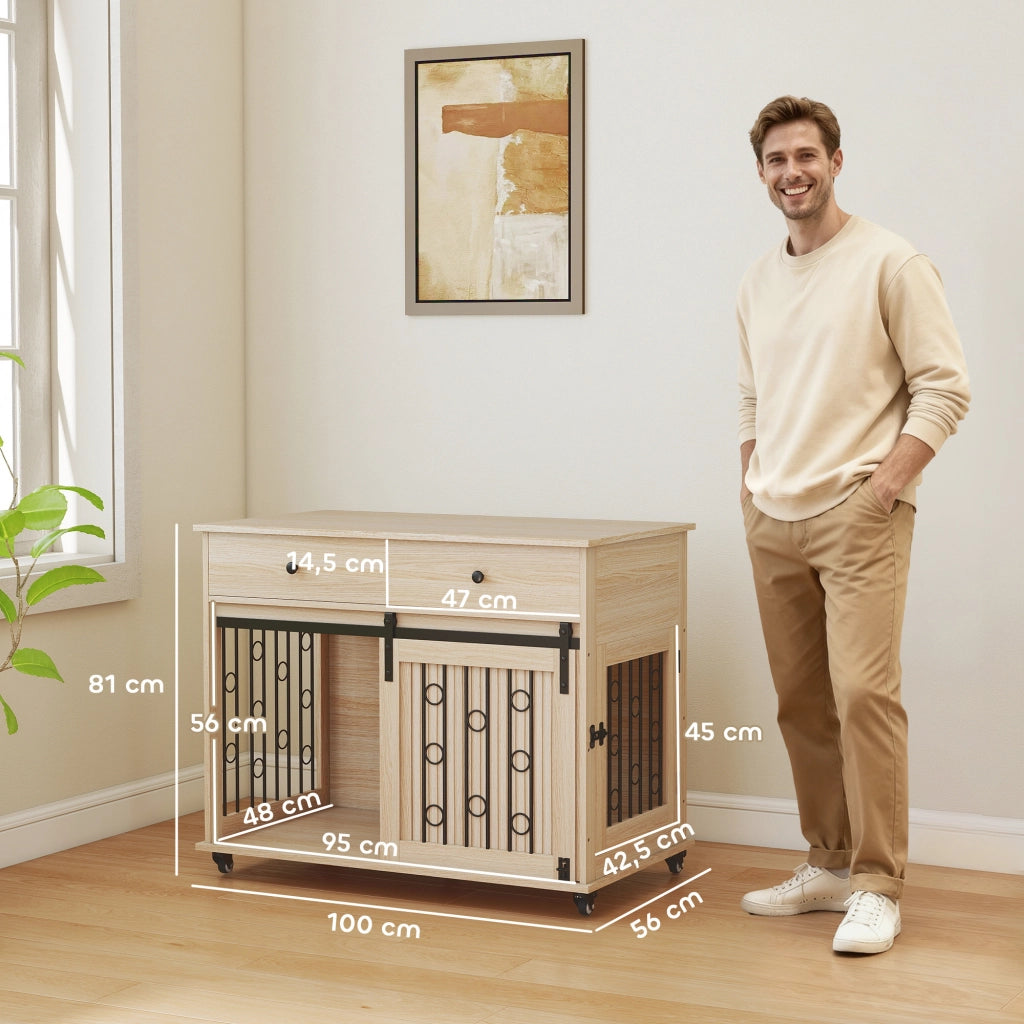 Tavolino con cassetti e ante ¨C zephmum ¨C Rovere 100x56x81 cm