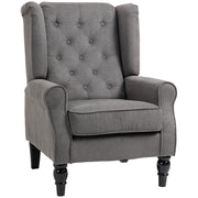 Poltrona vintage in tessuto grigio scuro con gambe in legno ¨C zephmum ¨C 90x95x80
