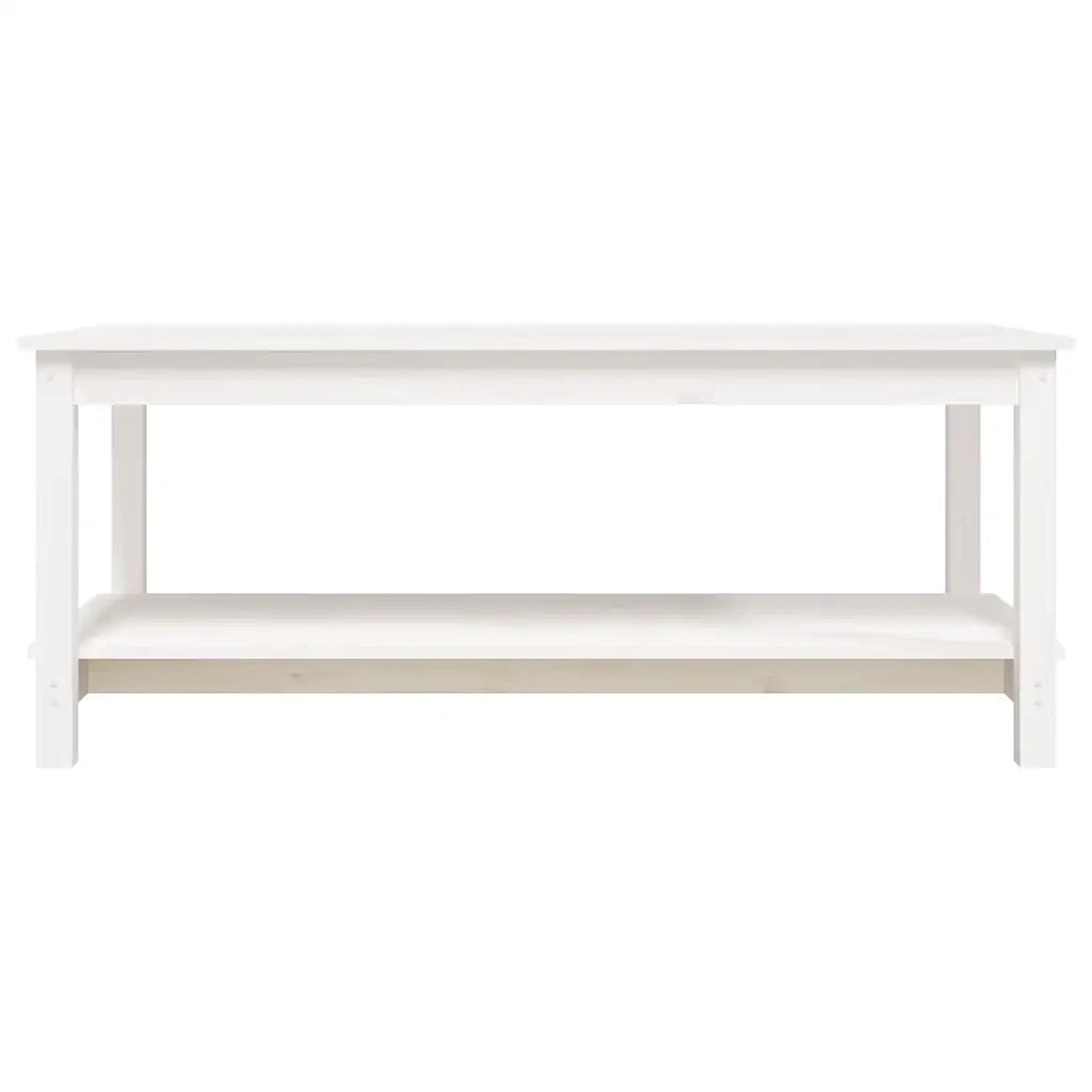 Tavolino da Salotto Bianco 110x55x45 cm Legno Massello di Pino cod mxl 22760