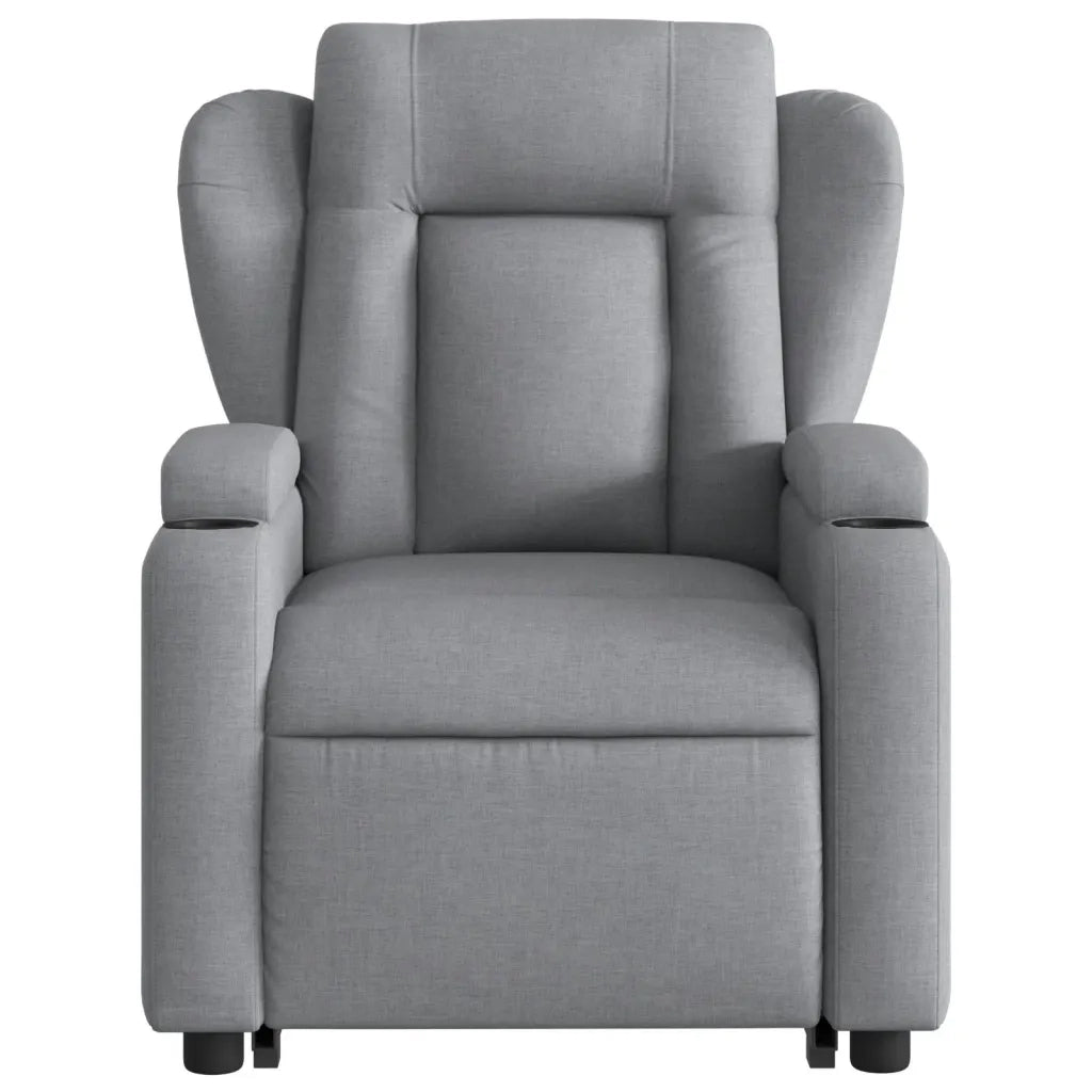 Poltrona | Sedia Relax Alzapersona Reclinabile Grigio Chiaro in Tessuto