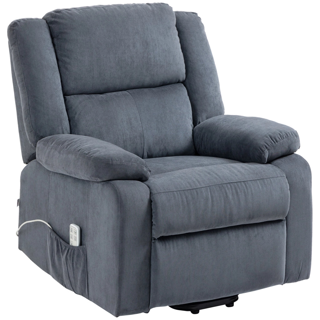 Poltrona relax alzapersona ¨C Xylo ¨C tessuto velluto grigio scuro reclinabile elettrica con telecomando 92x93x105