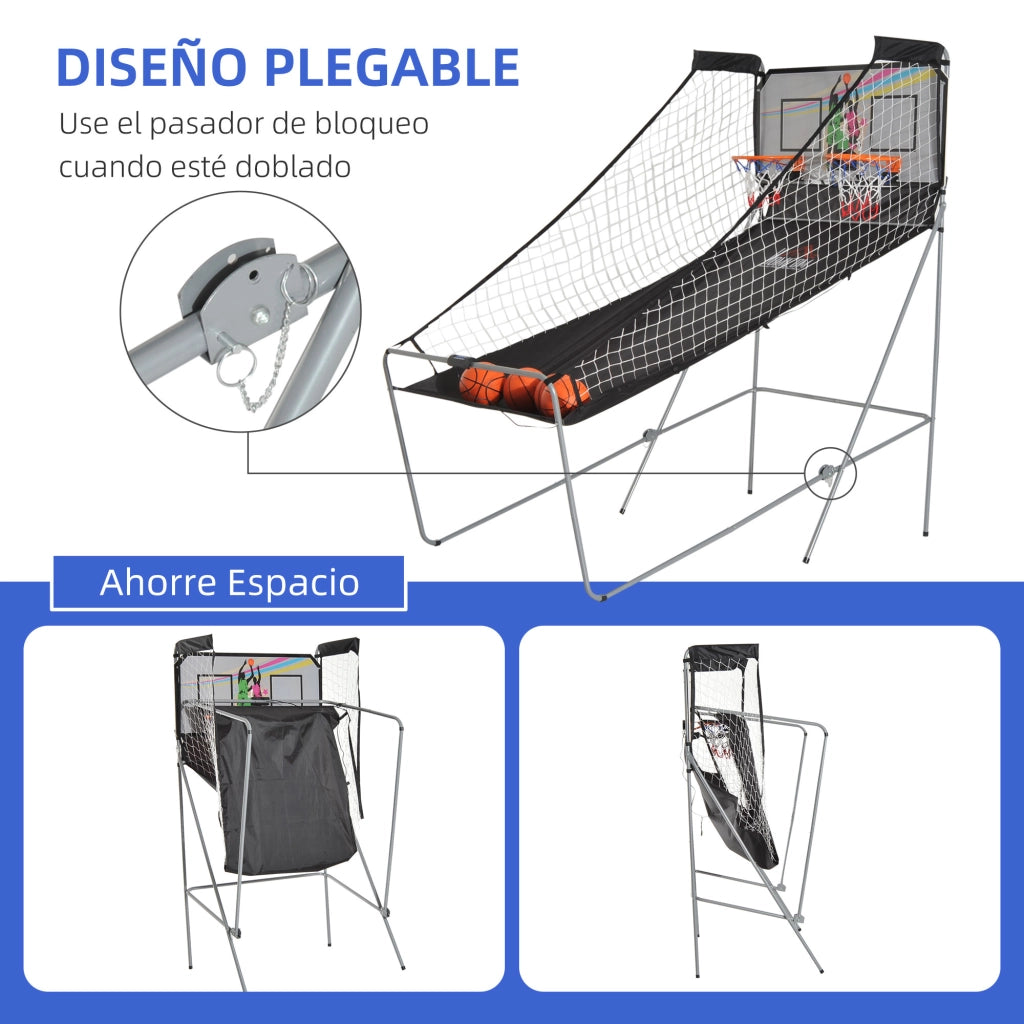 Canestro da Basket Pieghevole ¨C zephmum ¨C Grigio, Acciaio, 205x110x205 cm