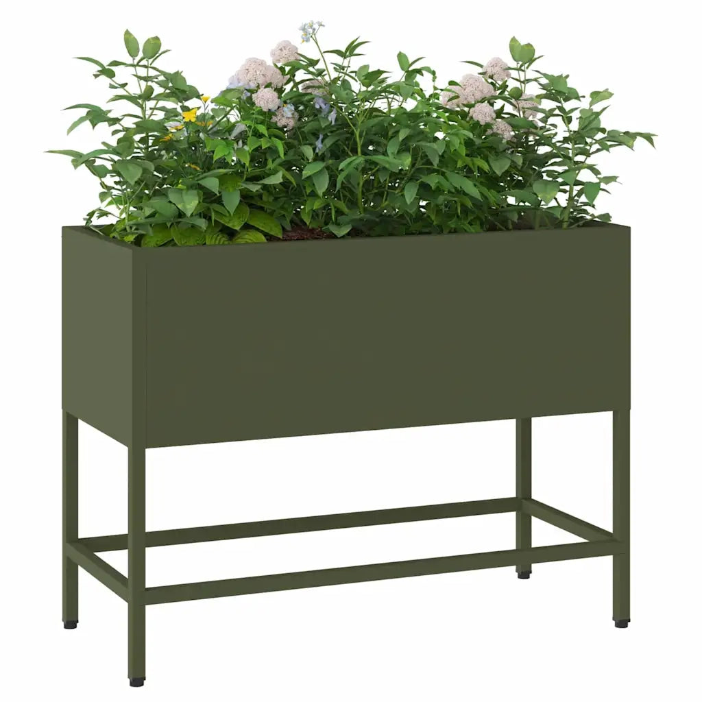 Vaso da Giardino Rialzato Oliver verde 60 x 26 x 45 cm Acciaio 865886