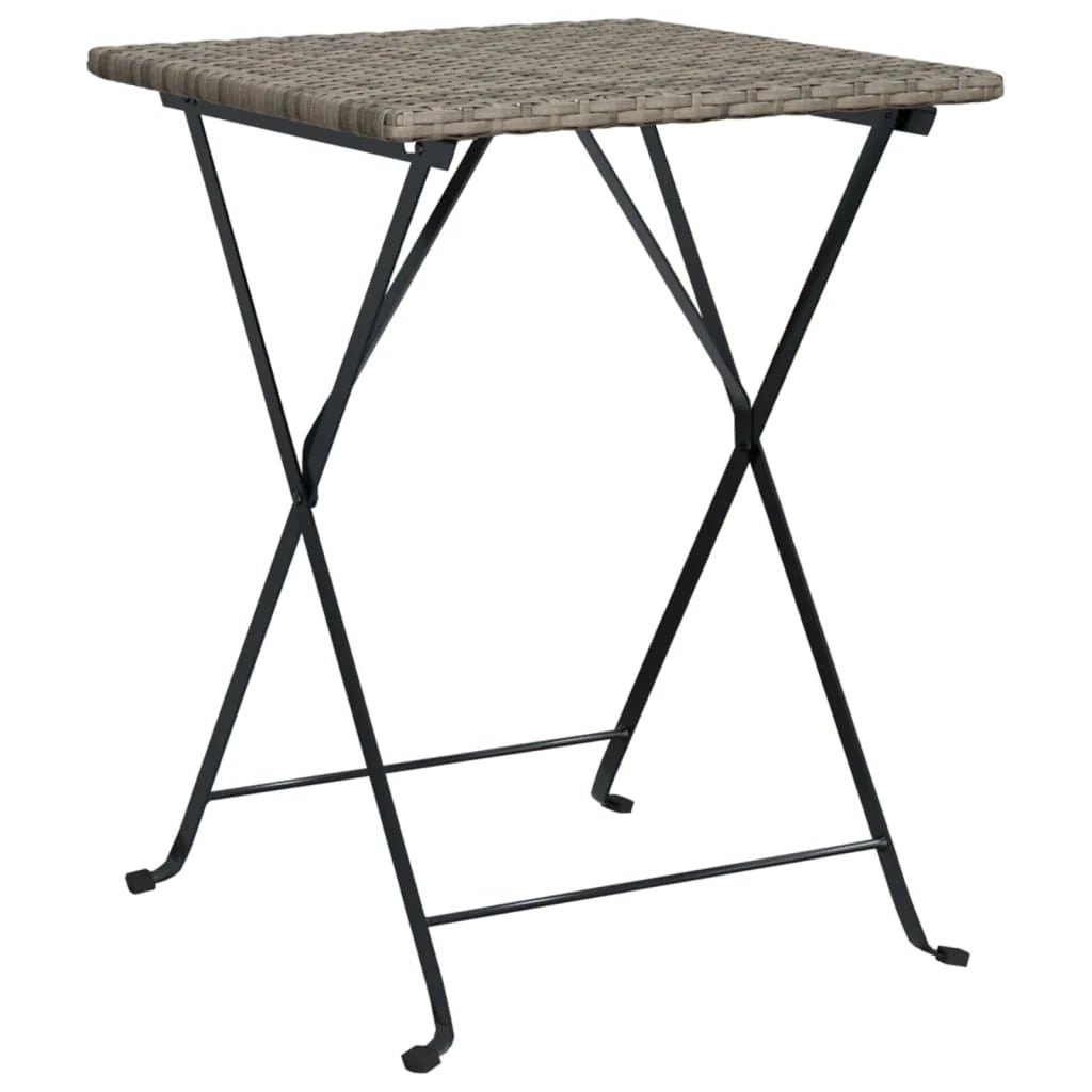 Set da bistrot da giardino pieghevole da 3 pezzi mobili da esterno per patio resina intrecciata grigia 02_0013544