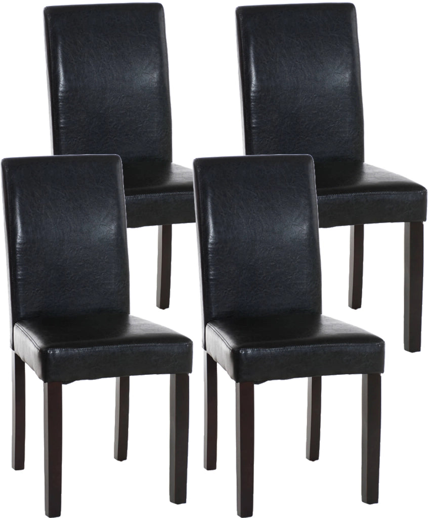 Set di 4 sedie da pranzo in finta pelle Ina nero,marrone scuro