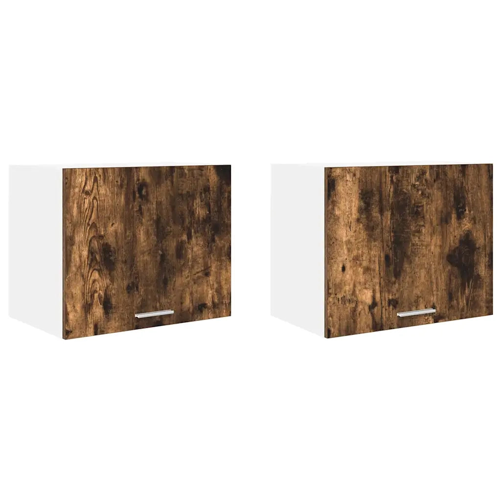 Armadio pensile con porta 2 pcs Rovere Affumicato e Bianco 884155