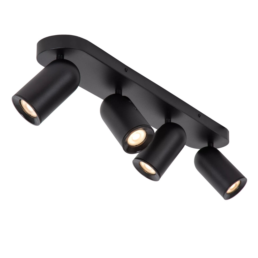Faretto soffitto nero 4 luci orientabili GU10 35W Lucide