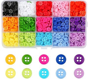 1200 pezzi di viti in plastica, brodini a quattro occhi colorati, toppe per camicie per DIY, artigianato, cucito e maglia, 15 colori, 9 mm