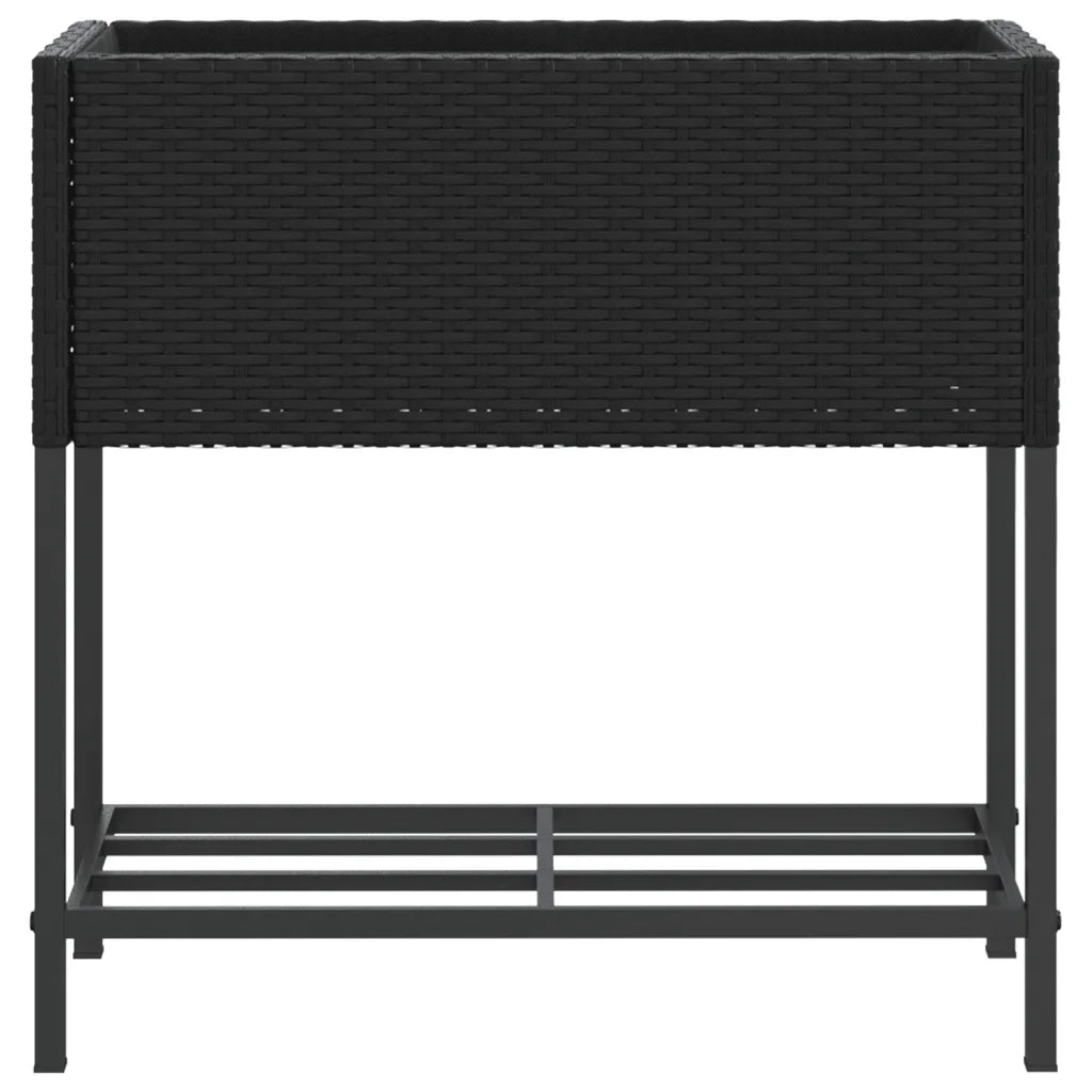 vidaXL Fioriere da Giardino con Ripiani 2pz Nere 70x28x70cm Polyrattan