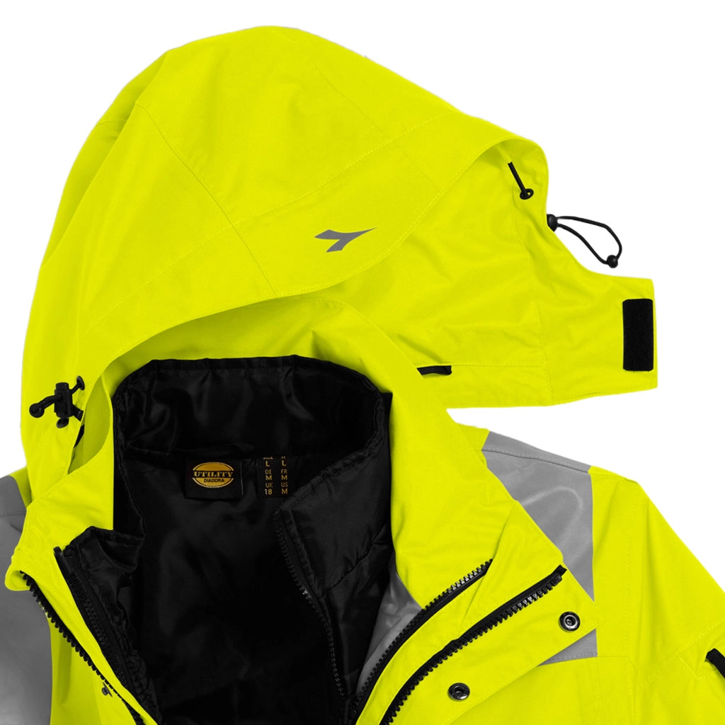 Giacca Alta Visibilità Impermeabile 2 In 1 - Giubbetto Interno Staccabile In Oxford 140 g, Cappuccio Removibile Giacca Da Lavoro HV - YELLOW TG. XXXL