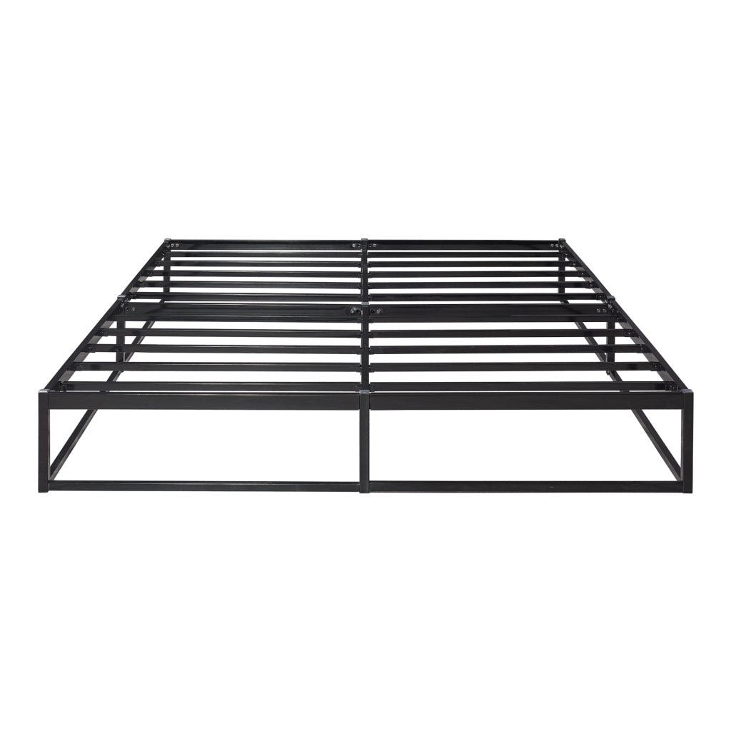 Letto Francese Trerunta con Materasso 140x200 cm Acciaio Nero [en.casa]