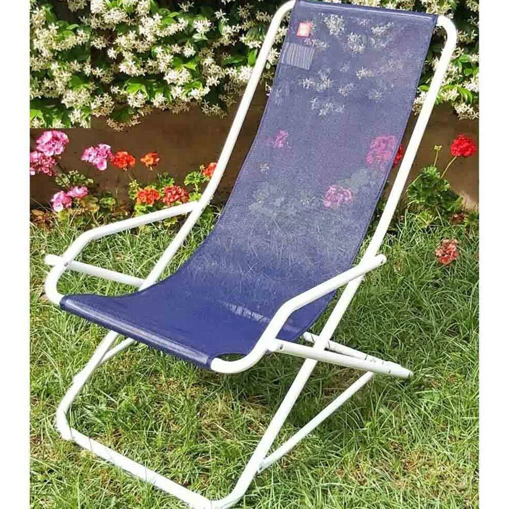 Sedia sdraio dondolina fiam acciaio bianco telo blu 123TX BSBk
