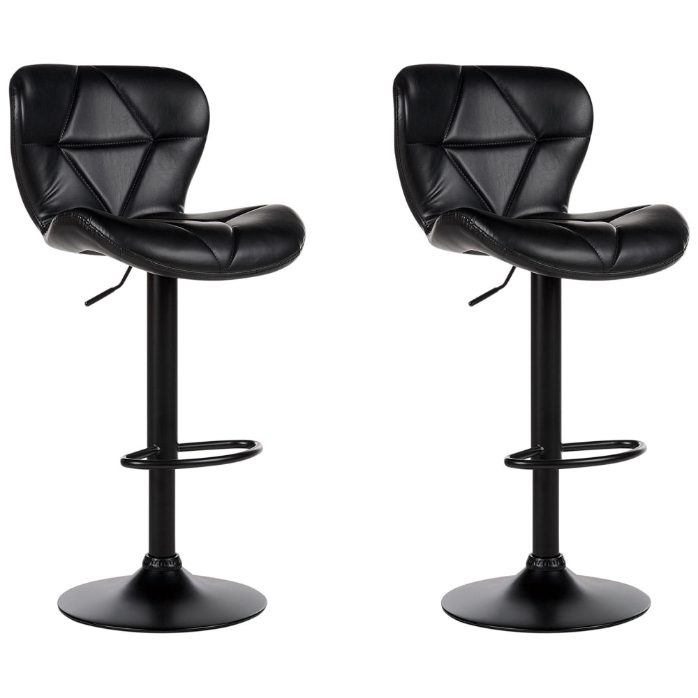 Set di 2 sgabelli in ecopelle nero con altezza regolabile sedia da bar moderna da cucina