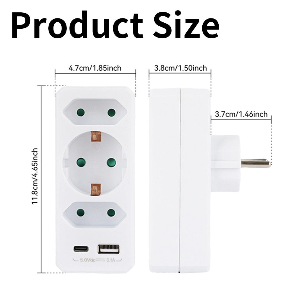 Presa Elettrica 5-in-1 Tipo F Schuko ¨C zephmum ¨C Bianco con USB-C/A