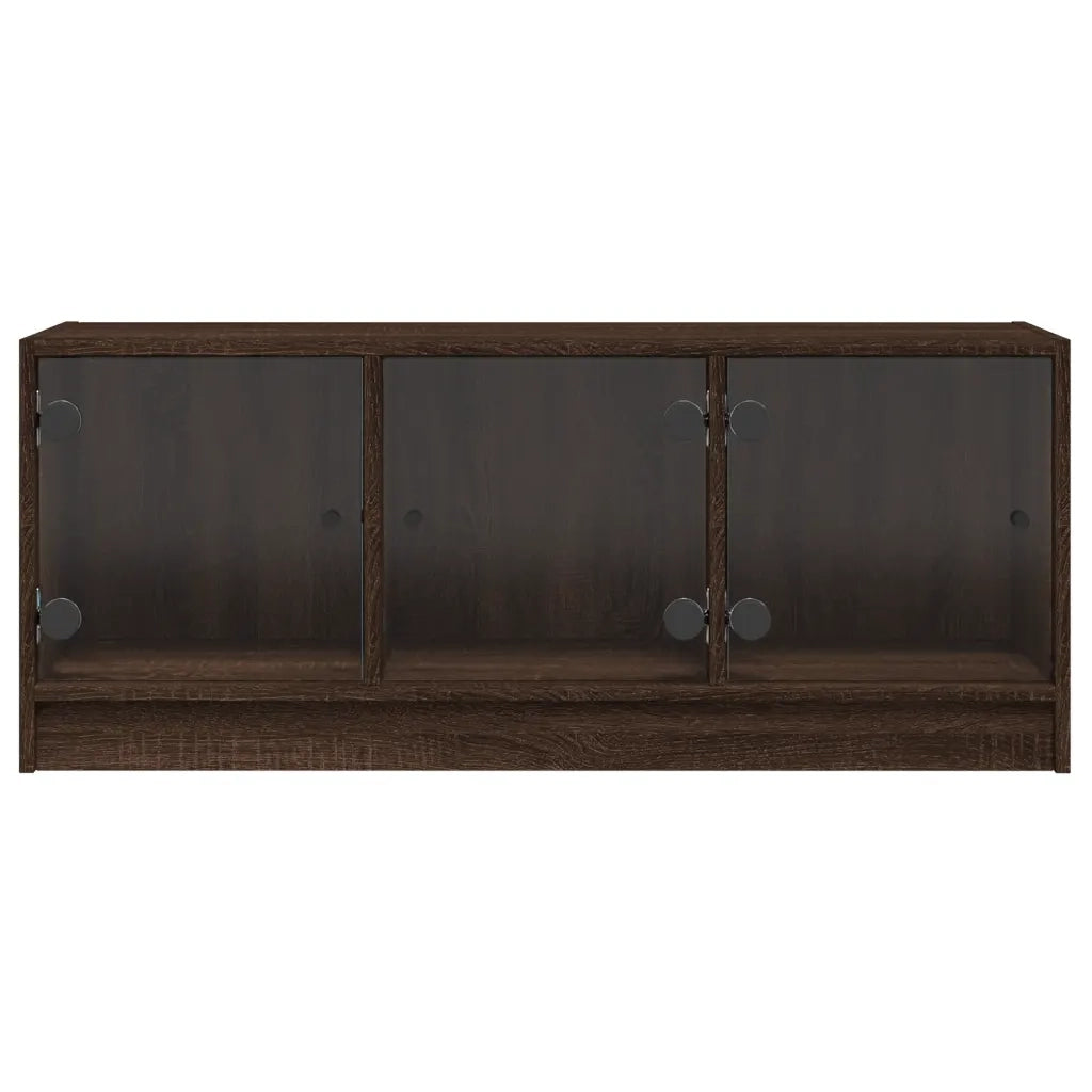 Mobile Porta TV con Ante in Vetro Rovere Marrone 102x37x42 cm 836412
