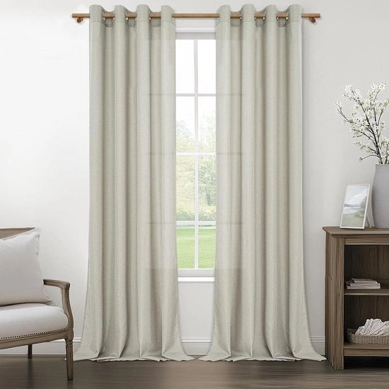 Set di tende in lino naturale per soggiorno e camera da letto - set di 2 - 140 x 245 cm