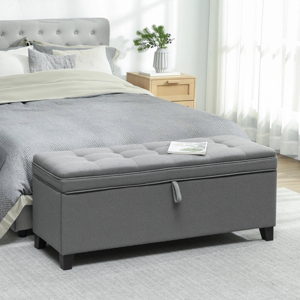 Pouf contenitore imbottito in tessuto ¨C zephmum ¨C grigio scuro 120x40x48 cm
