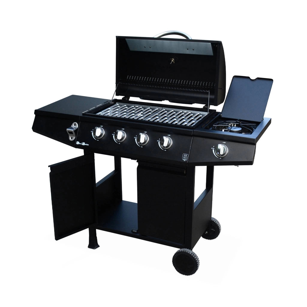 Barbecue a gas 4 bruciatori + 1 fuoco laterale, nero