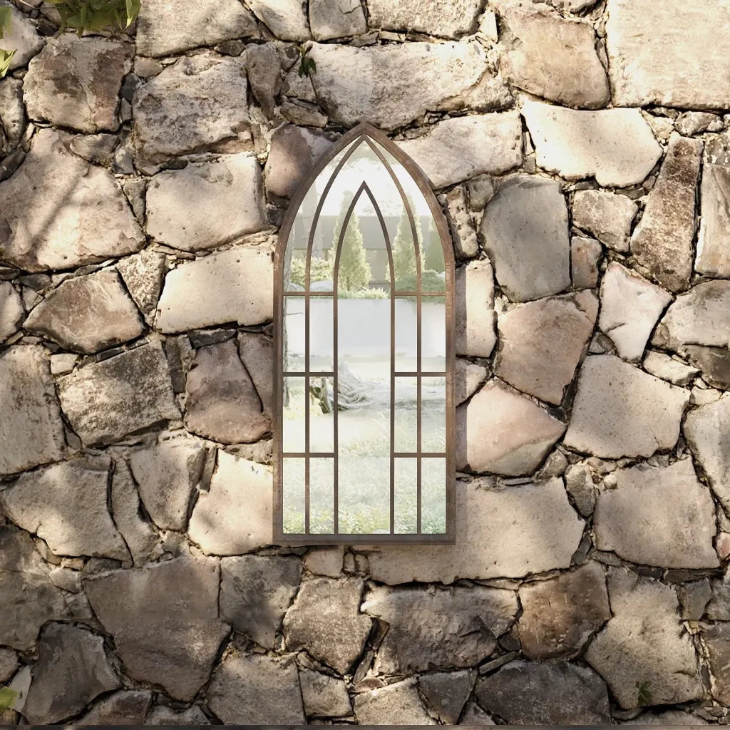 Specchio da Giardino-Specchio Decorativo-Specchio Esterno Sabbia 70x30 cm in Ferro per Uso Esterno 691667