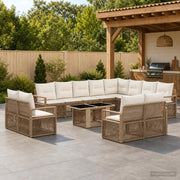 Set Divano da Giardino 13 pz Beige e Bianco Crema polyrattan 3437181