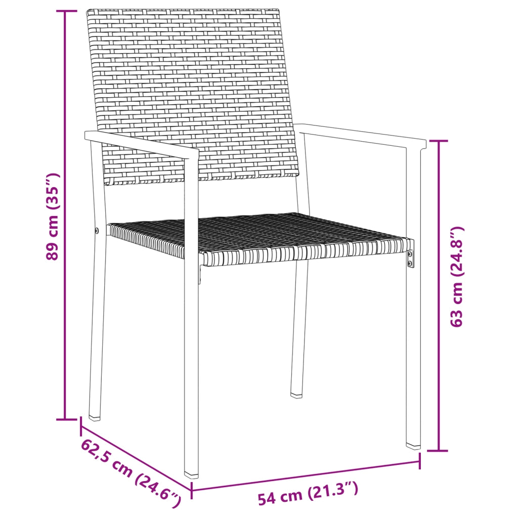 Set da Pranzo da Giardino 7 Pezzi in Polyrattan Nero