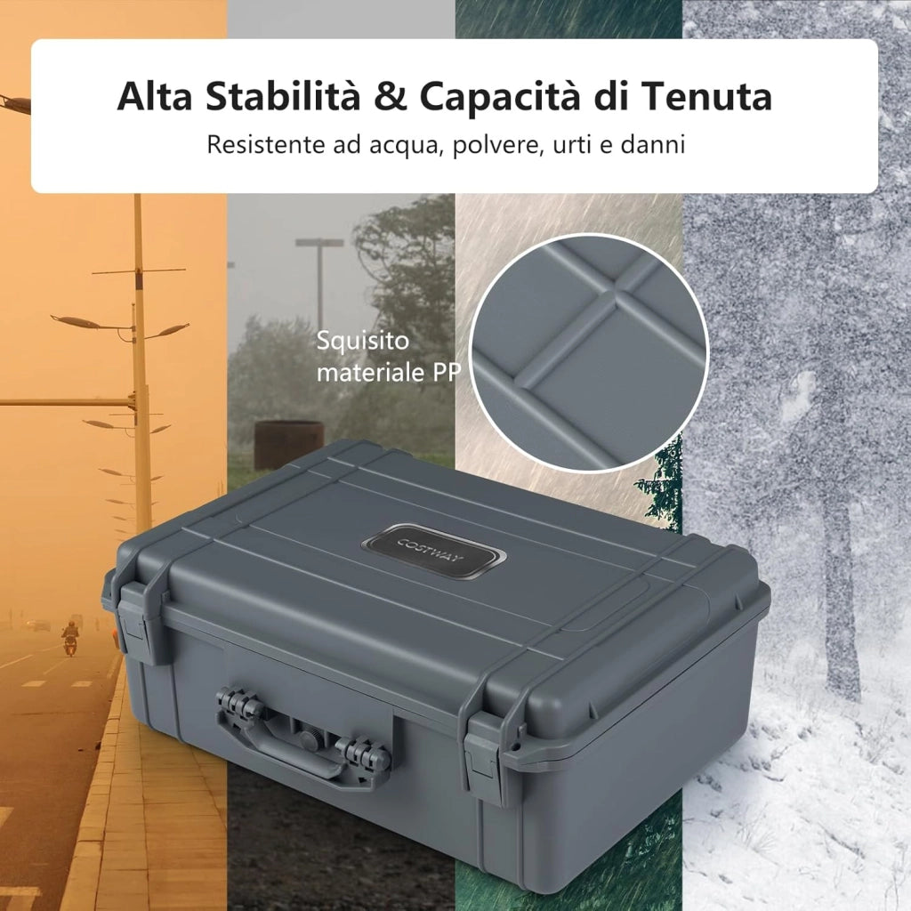 Valigetta per Macchina Fotografica Impermeabile, Custodia per Fotocamera con inserto in Schiuma Personalizzabile, Impermeabile IP66 e Antipolvere (56 x 44 x 22 cm+Grigio)