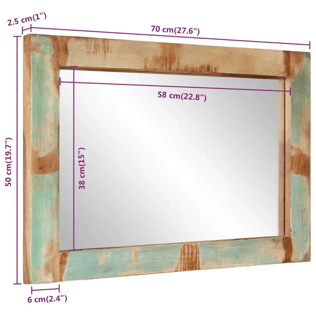 vidaXL Specchio 70x50 cm in Legno Massello di Recupero e Vetro