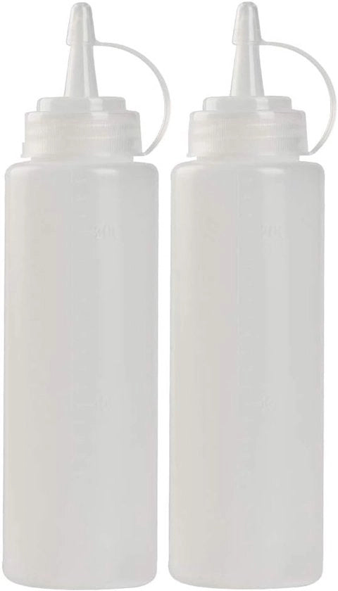 Fiale da dosaggio 2 pezzi – Fiale a compressione – Fiali a compressione riutilizzabili in plastica - Fiali a compressione per salse - Fiali a compressione per salse - Fiale da saus - Garnering, saus, condimento – 450ML