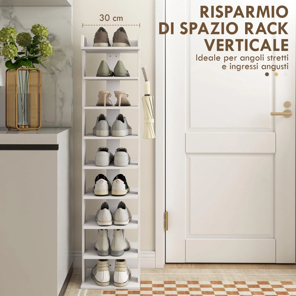 Scarpiera Organizzatore di Scarpe 9 Ripiani per Ingresso Bianco