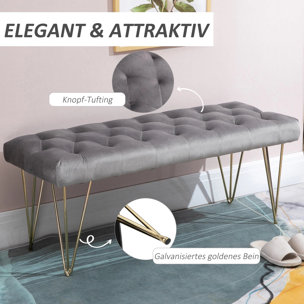 PANCA da ingresso 116 x 44,5 x 49 cm Velluto grigio con struttura in ferro