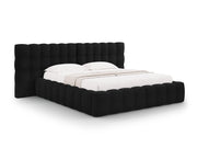 Cosmopolitan Design - Letto a cassettone con testiera doppia "Bali" 140x200cm in velluto nero 