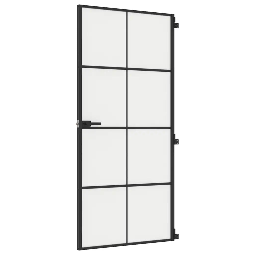 Porta Interni Sottile Nera 93x201,5cm Vetro Temperato Alluminiocod mxl 83801