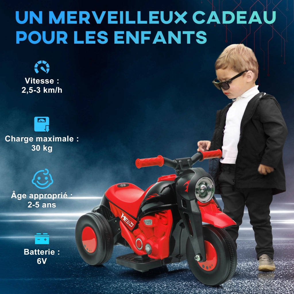 Motociclo Elettrico Bambini 2-5 Anni ¨C Zephmum ¨C 3 Ruote, Rosso, 6V