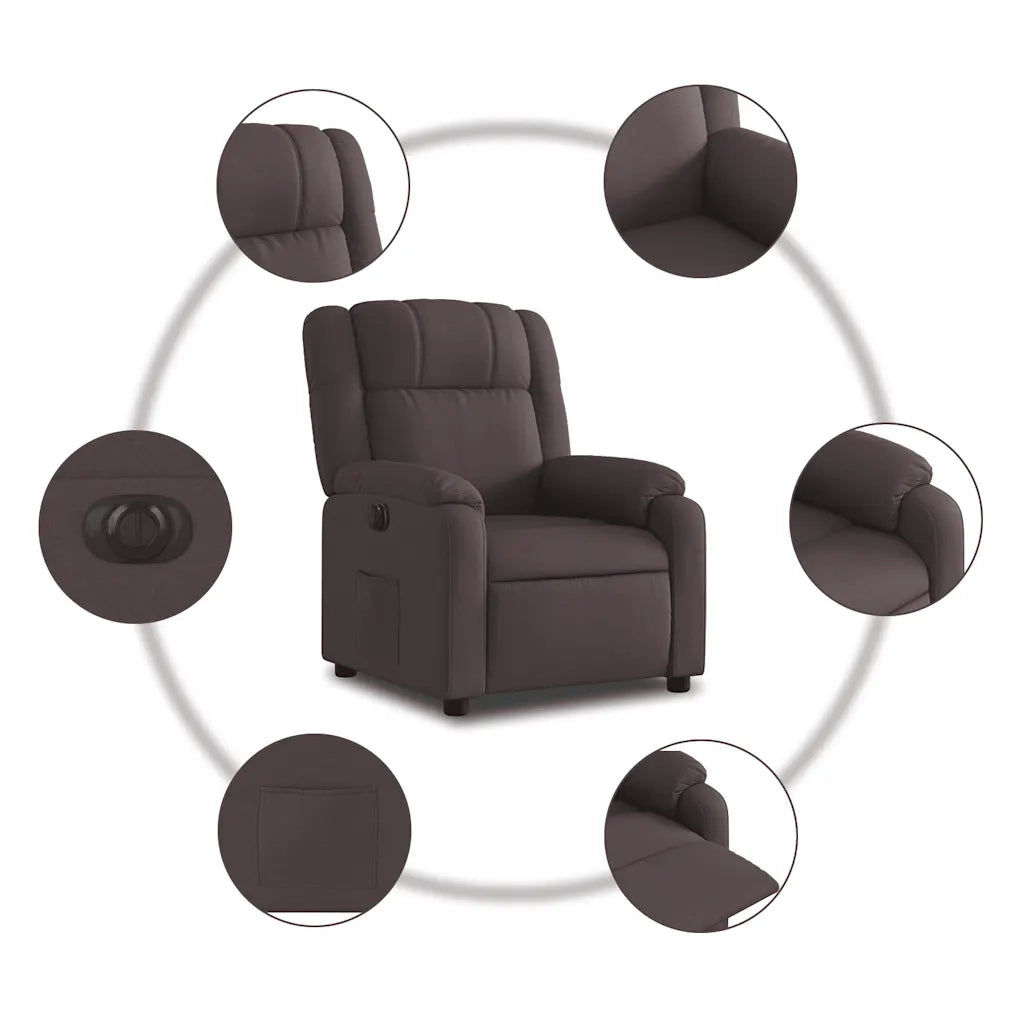 Poltrona Elettrica Reclinabile Marrone Scuro in Tessuto 3205183