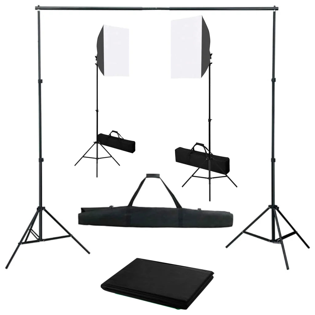 Kit professionale per studio fotografico con softbox e fondale nero 02_0001435