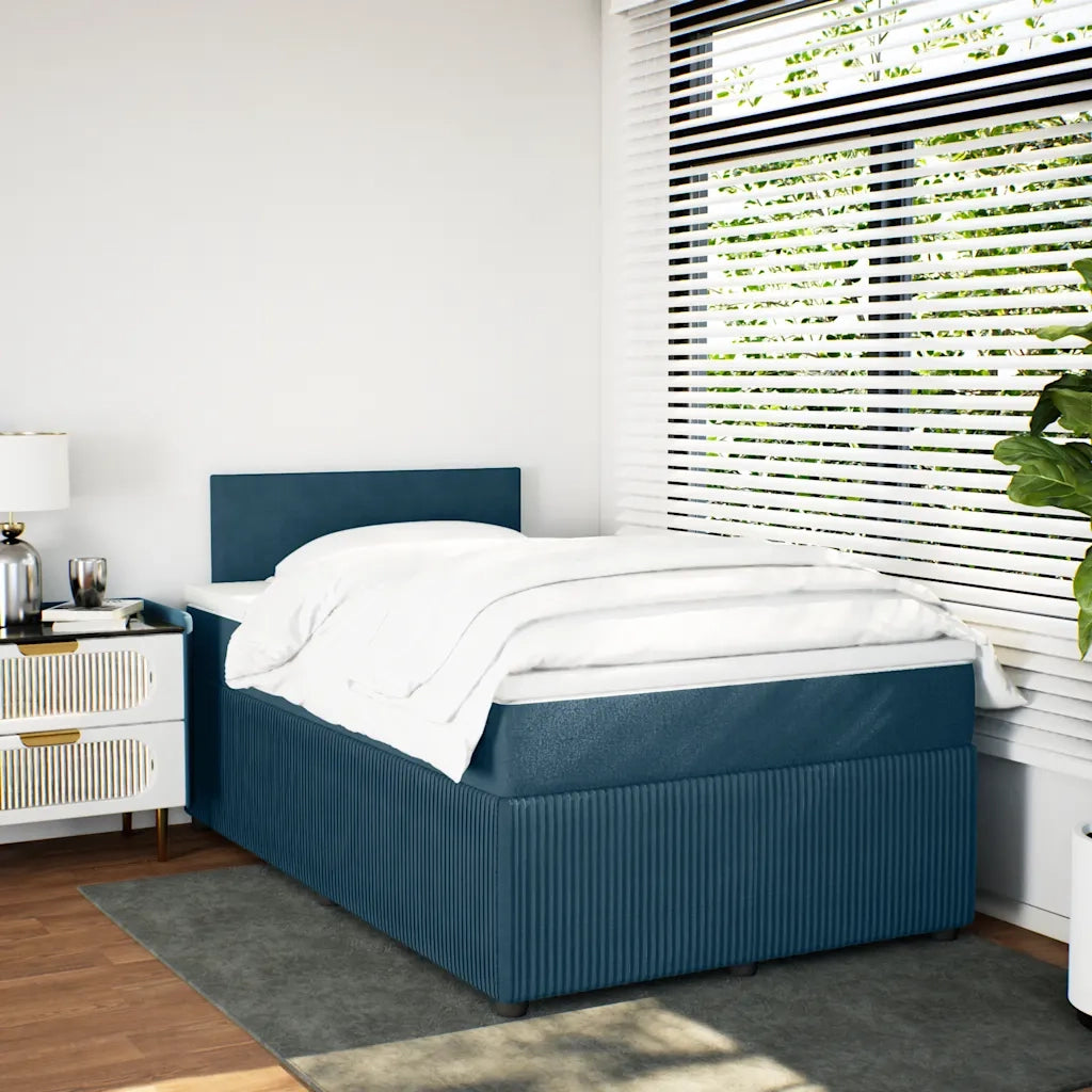 Giroletto a Molle con Materasso Blu 120x190 cm in Velluto 3287684