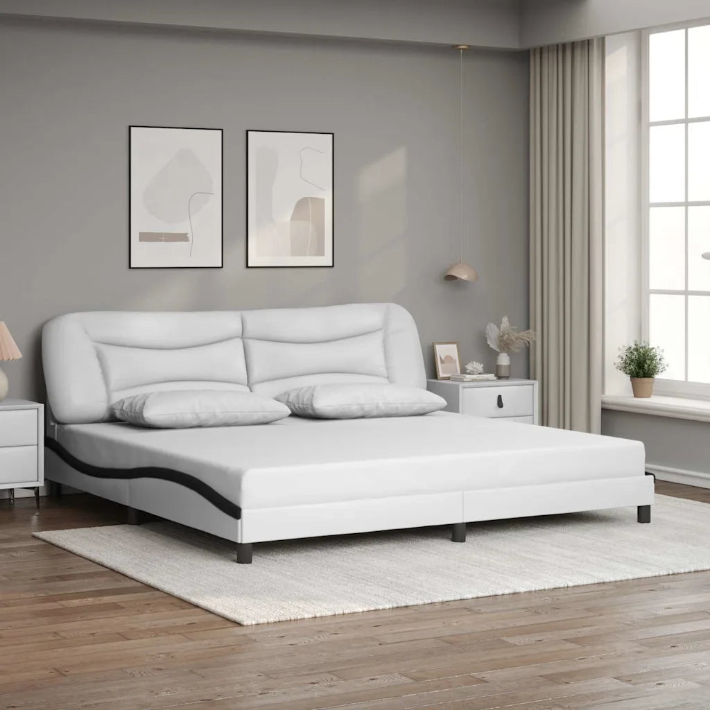Giroletto senza Materasso Hvar Bianco e Nero 200x200 cm in Similpelle 3208029